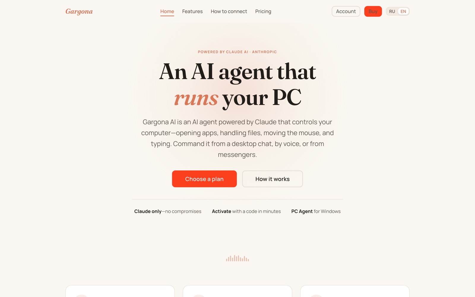 Homepage of the product website built for this project
